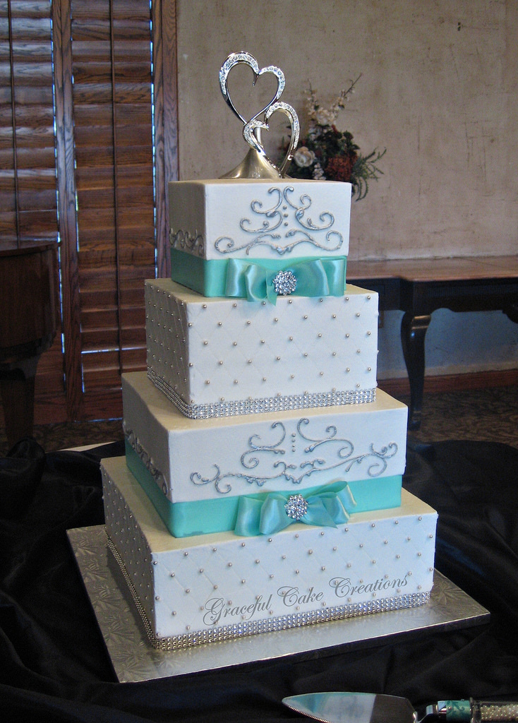 Tiffany Blue Wedding Cakes with Bling