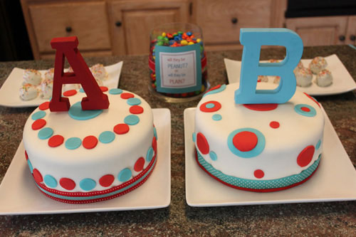 Twin Gender Reveal Cake