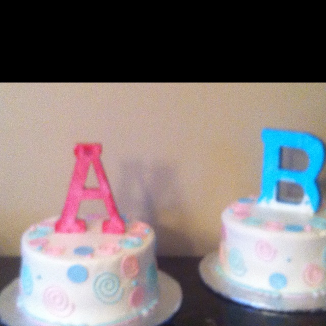 Twin Gender Reveal Cake