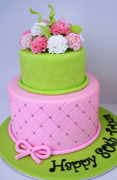 Two Tier Birthday Cake with Flowers