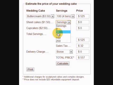 Wedding Cake Price Calculator