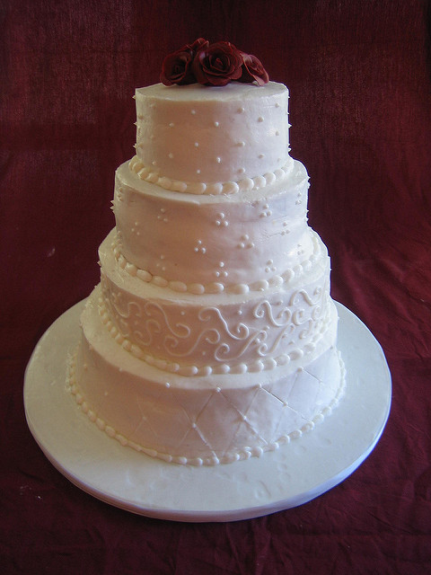 White Buttercream Wedding Cake