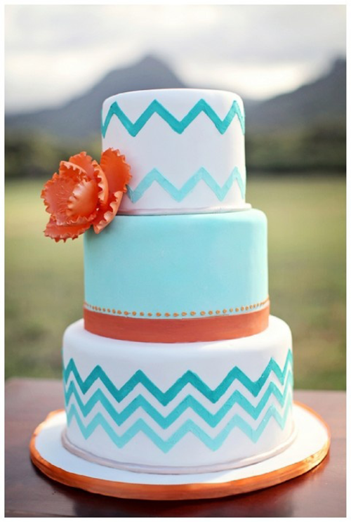 11 Photos of Peach And Teal Chevron Birthday Cakes Girl