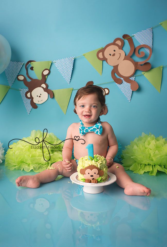 Baby Boy First Birthday Monkey Cake