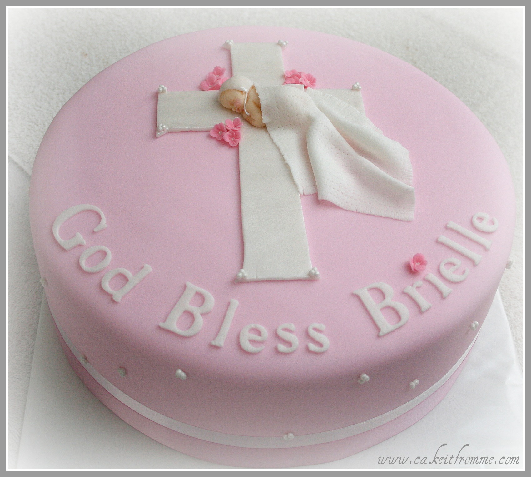 Baby Girl Baptism Cake