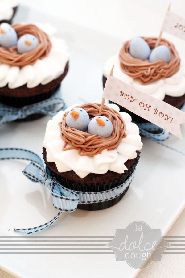 Bird Nest Baby Shower Cupcakes