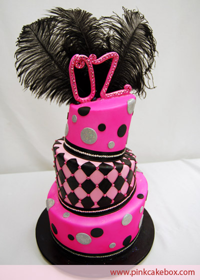 Black and Pink Birthday Cake