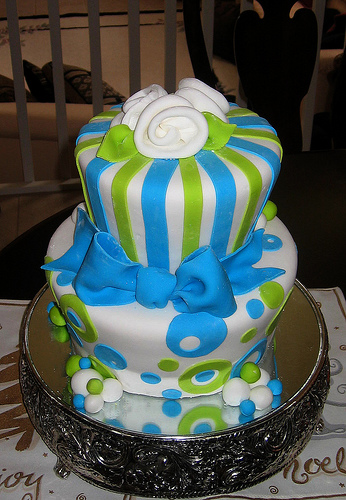 Blue and Green Birthday Cake