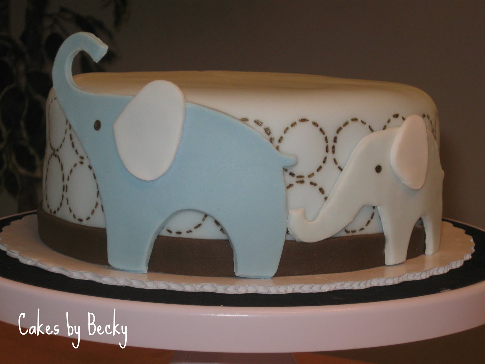 Blue Elephant Baby Shower Cake