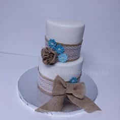 Burlap and Lace Baby Shower Cake