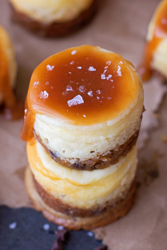 Caramel Chocolate Chip Mini Cheesecakes