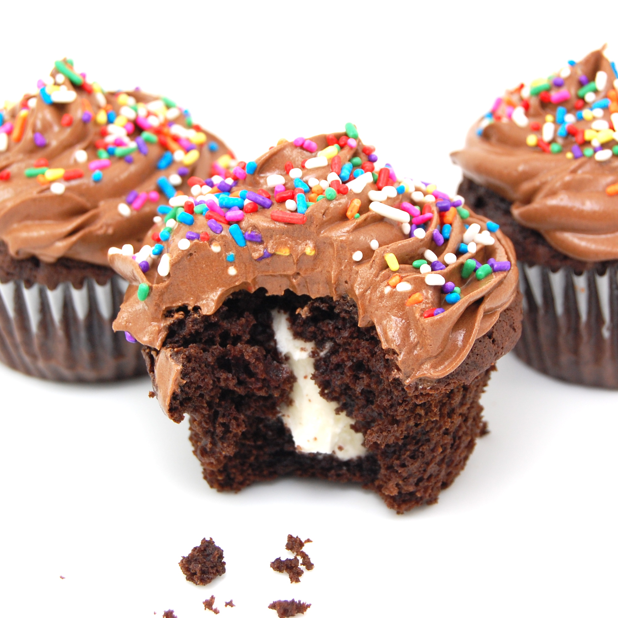 Chocolate Cupcakes with Marshmallow Filling