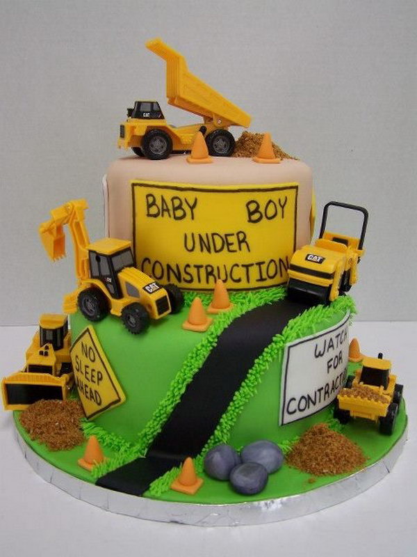 Construction Themed Baby Shower Cake