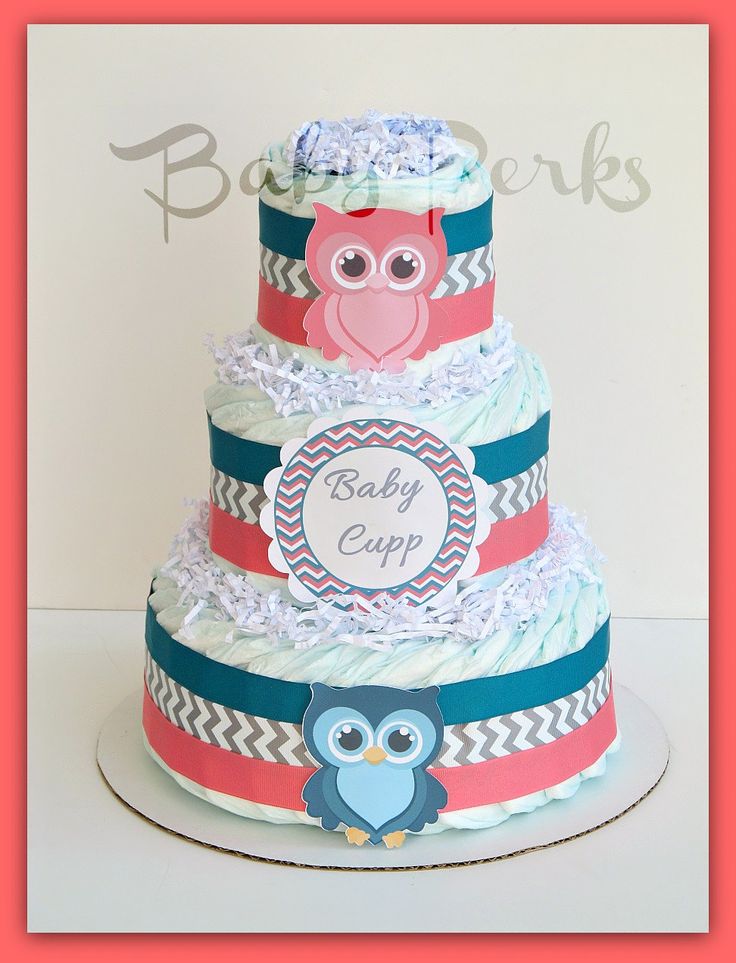 Coral and Teal Baby Shower Cake