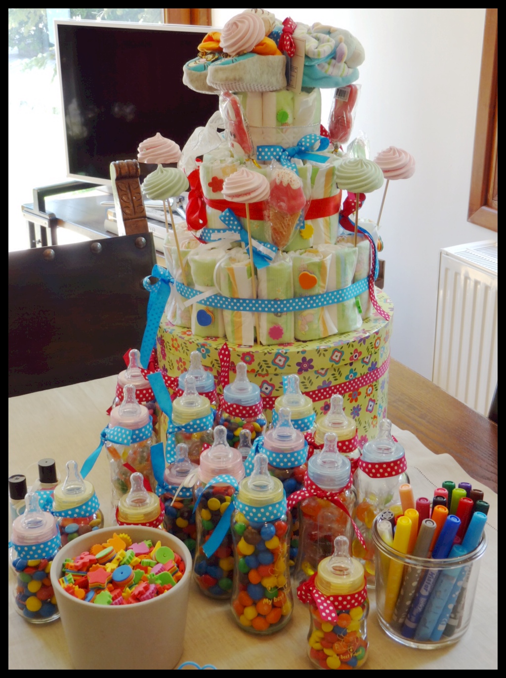 Do It Yourself Diaper Cake for Baby Shower