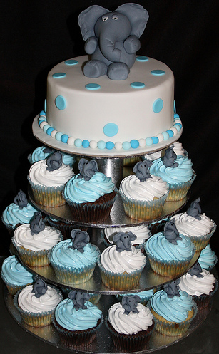 Elephant Baby Shower Cake and Cupcakes