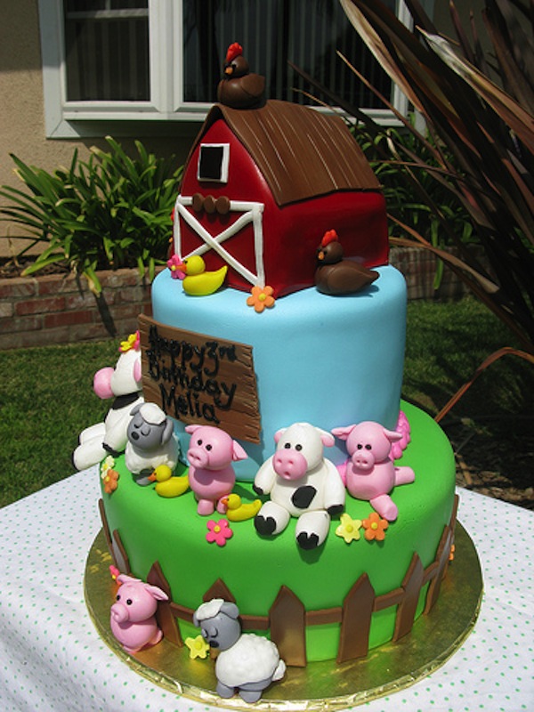 Farm Animal Themed Birthday Cake