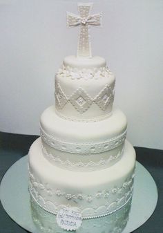 6 Photos of Tiered Communion Cakes