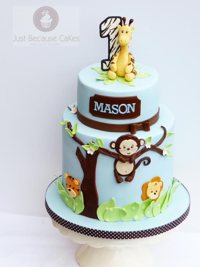 Giraffe Monkey First Birthday Cake