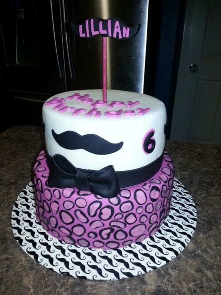 Girl Mustache Birthday Cake