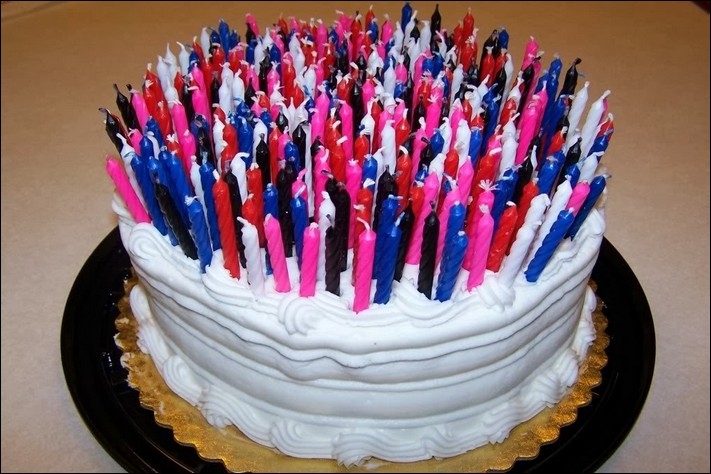 Happy Birthday Cake with Lots Candles