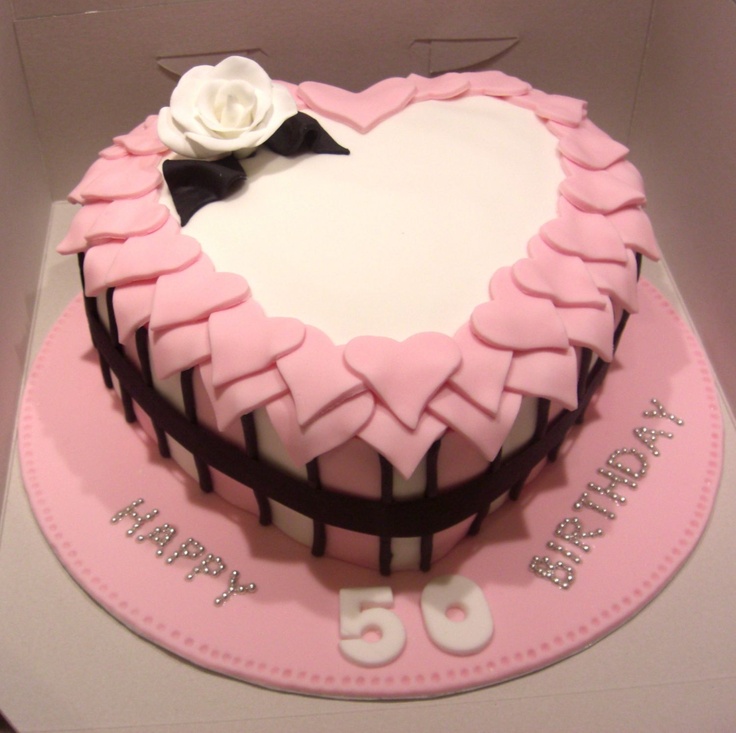 Heart Shaped 50th Birthday Cake