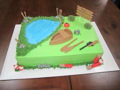 Hunting and Fishing Retirement Cake