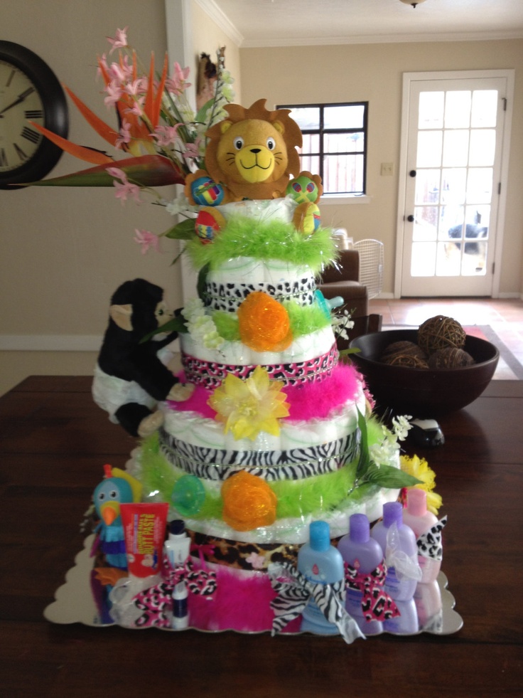 Jungle Theme Baby Shower Diaper Cake