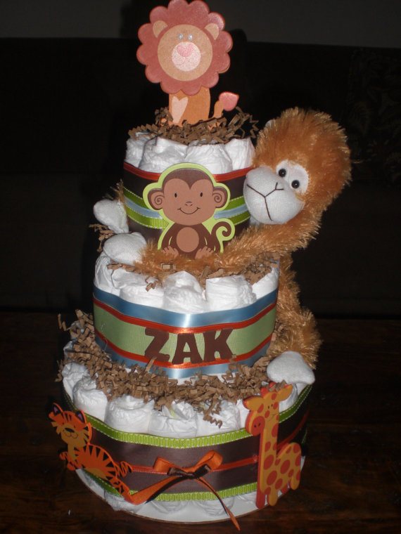 Jungle Theme Baby Shower Diaper Cake