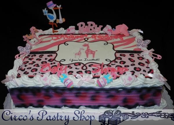 Leopard Print Baby Shower Cake