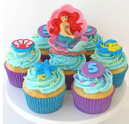 Little Mermaid Birthday Cupcakes