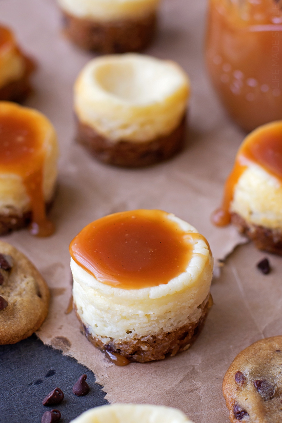 Mini Cheesecake with Salted Caramel Chocolate Chip