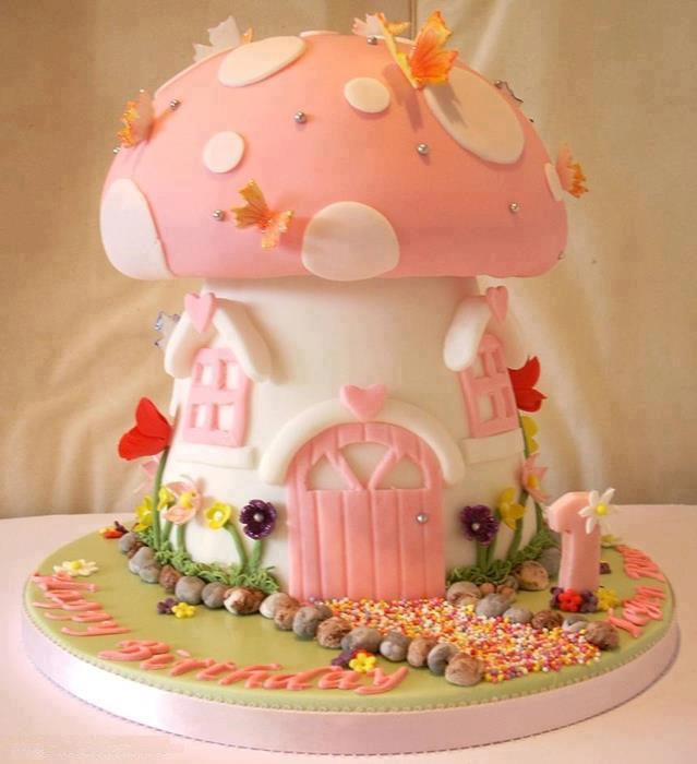 Mushroom Fairy Birthday Cake