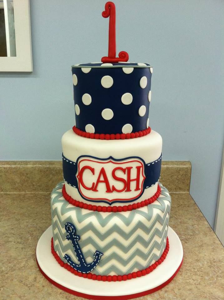 Nautical Chevron Birthday Cake