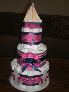 Nautical Whale Baby Shower Diaper Cake