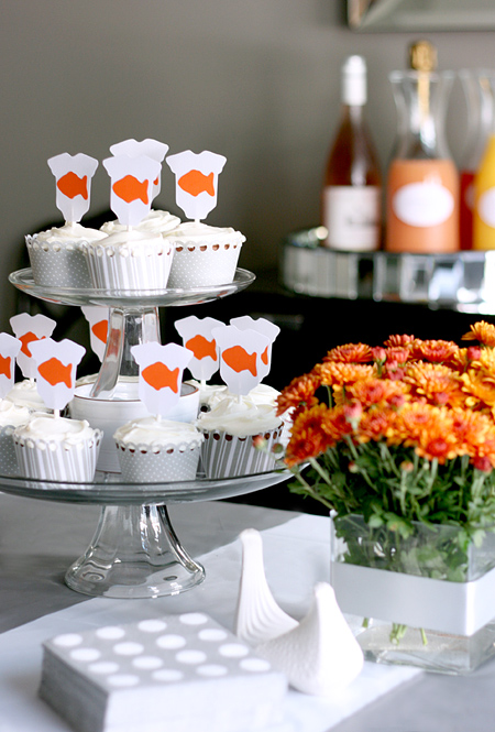 Orange White and Gray Baby Shower