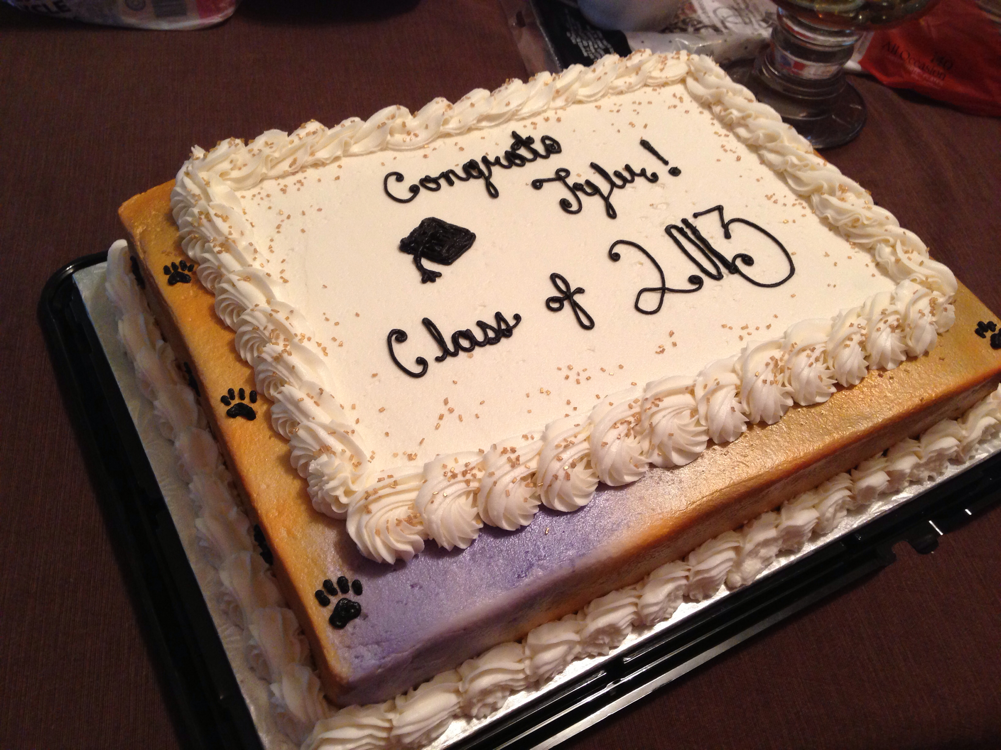 Purple and Gold Graduation Cake