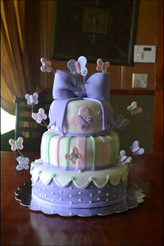 Purple Butterfly Baby Shower Cake