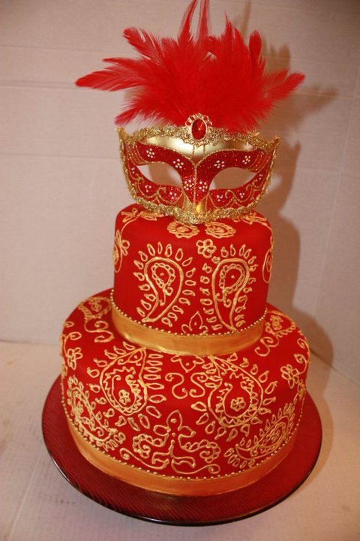 Red Black and Gold Birthday Cake