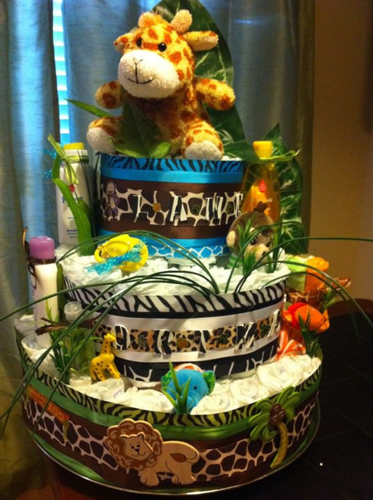 13 Photos of Safari Jungle Theme Diaper Cakes