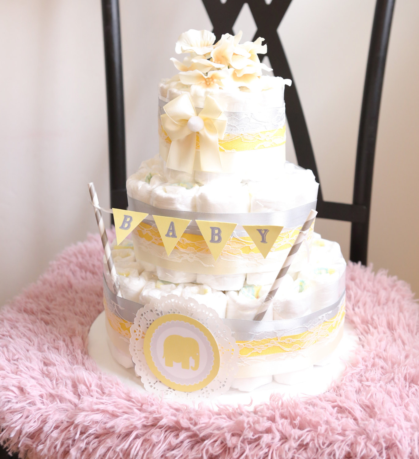 Shower Diaper Cake Centerpiece