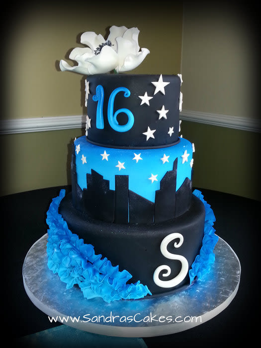 8 Photos of Blue And Green Sweet 16 Birthday Cakes