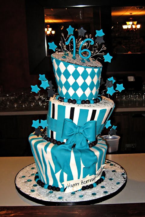 Sweet 16 Cakes Teal and White