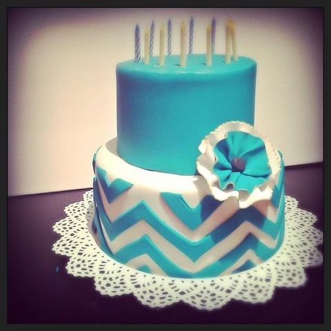 Teal Chevron Birthday Cake