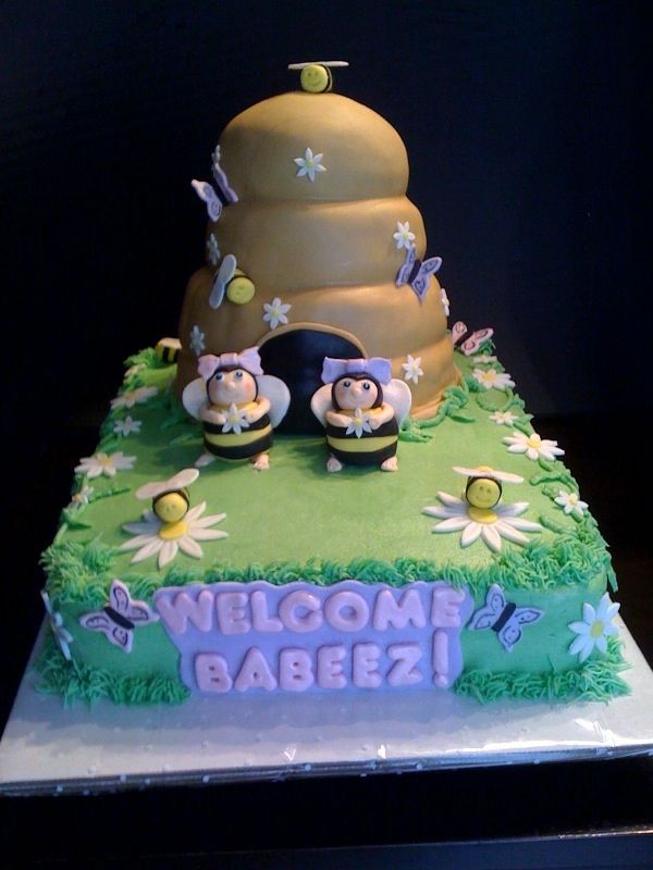 Twin Girls Baby Shower Cake