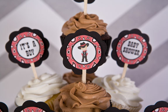 Western Baby Shower Cupcake Toppers