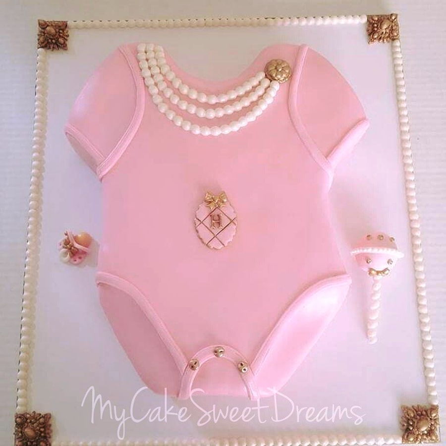 9 Onezie Baby Shower Cakes Pink And White Photo Onesie Baby Shower