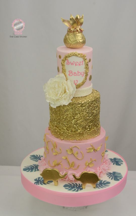 Baby Shower Cake Pink Gold