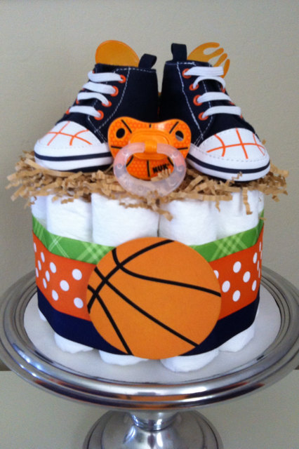 Basketball Baby Shower Diaper Cake for Boy