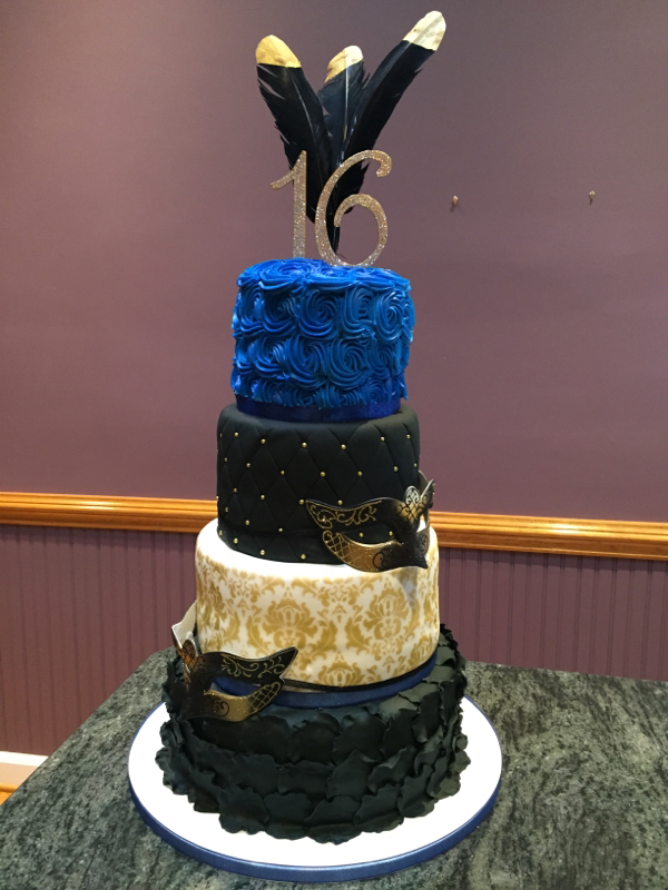 Blue and Gold Sweet 16 Cakes